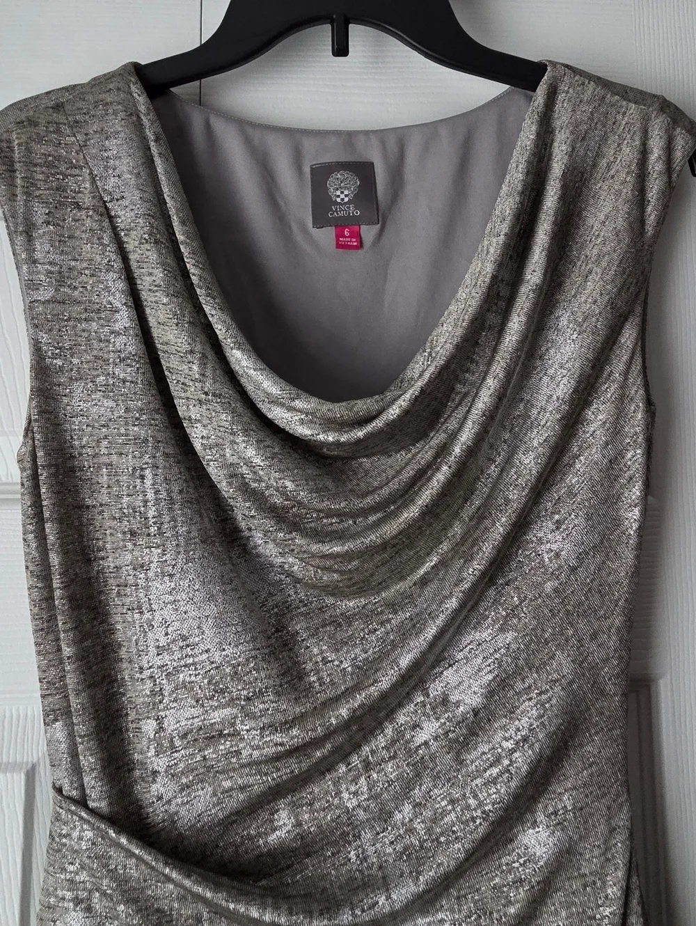 Vince Camuto Metallic Cowl-Neck Dress Size 6. Like New. See Description. - Picture 4 of 12